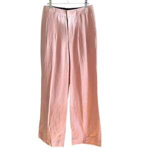 THE SCRIPT | Petal Pink Sofie Linen Blend Wide Leg Pleated Front Trousers Sz 6